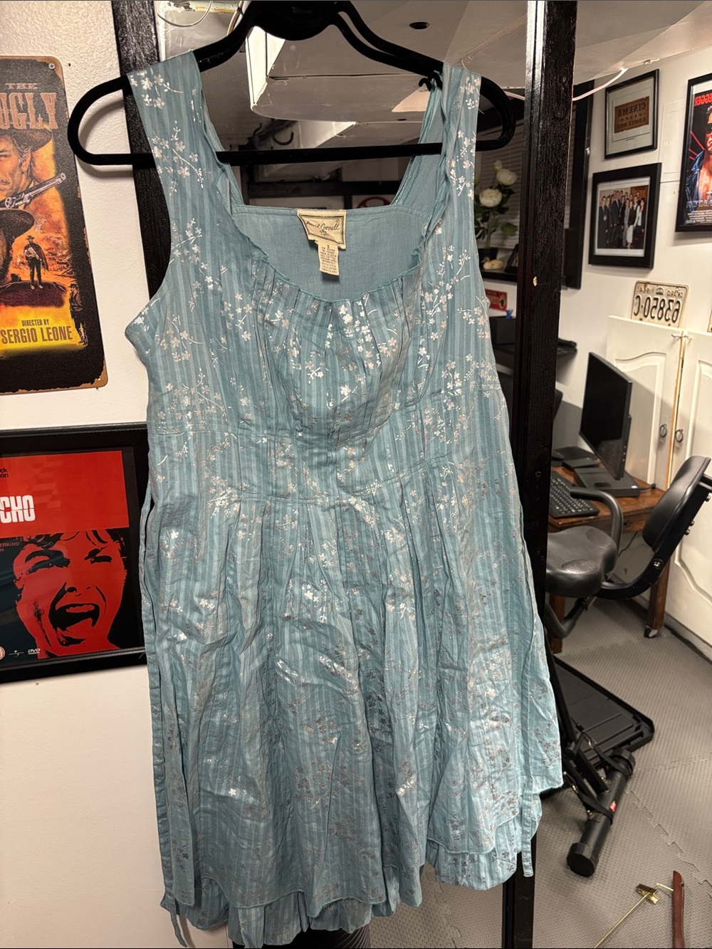 April Cornell Light Blue Floral Sleeveless Dress
